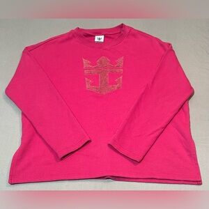 Royal Caribbean Womens Sweatshirt Medium Pink Cruise Ship Anchor Logo Pullover